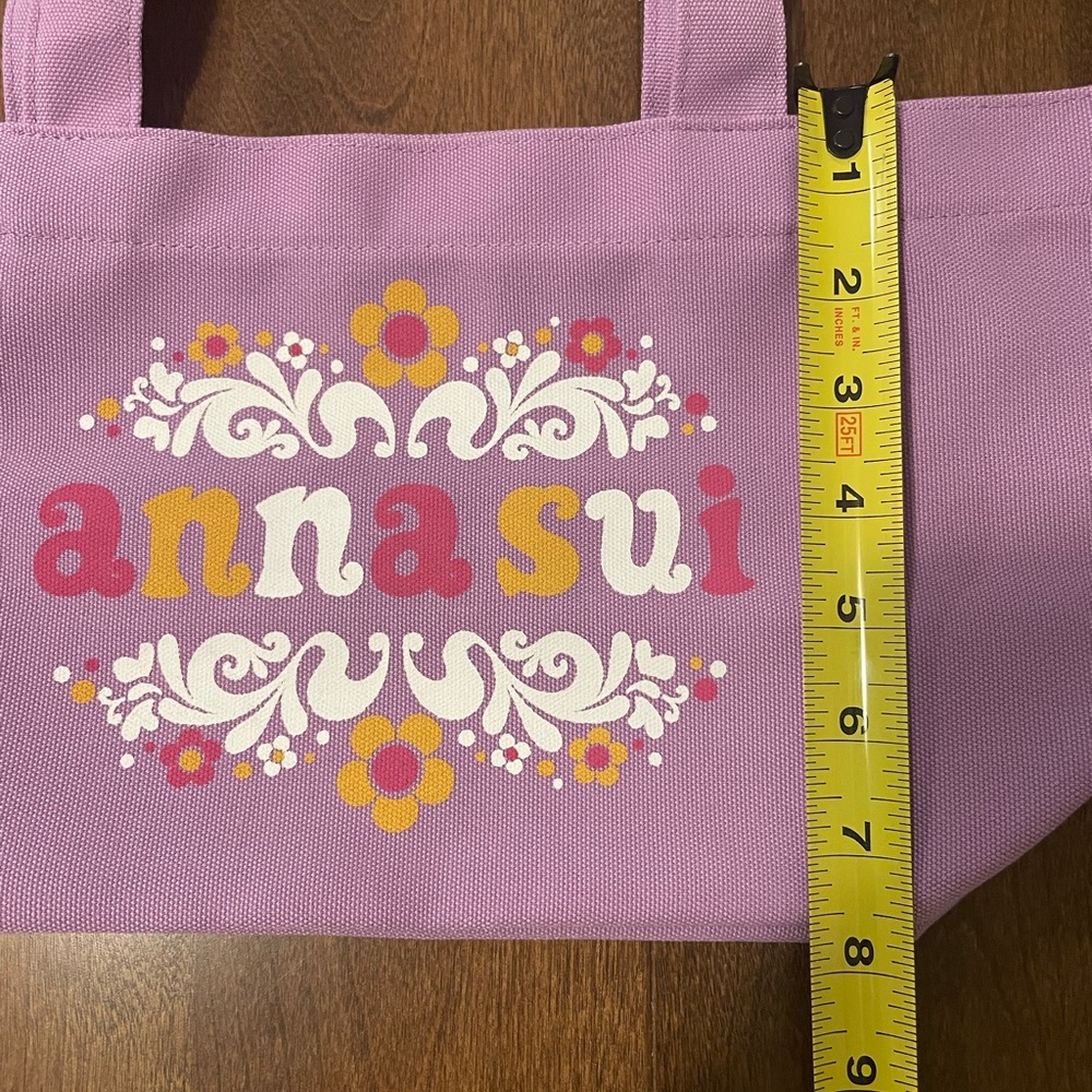 Brand New - Anna Sui Lavender Floral Canvas Tote with wristlet - Picture 9 of 9